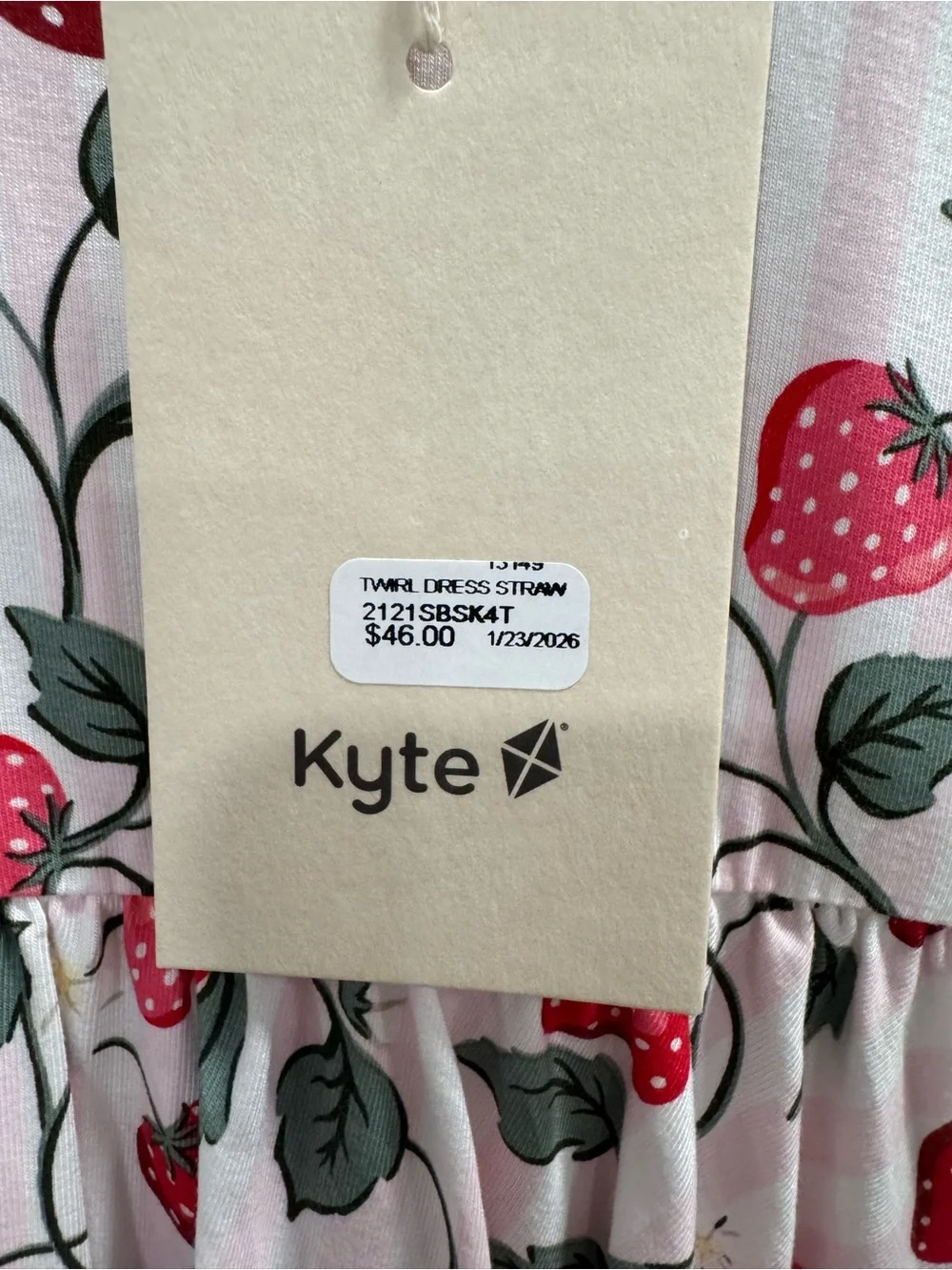 Kyte Pink Strawberry Print Short Sleeve Dress